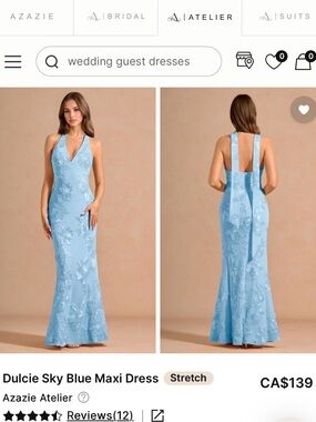 Azazie Sky Blue Halter-Back Maxi Dress dulcie